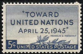 Scott # 928 ~ 1945 5¢ United Nations Conference Issue  - $1.97