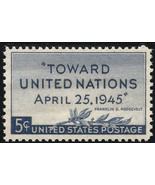 Scott # 928 ~ 1945 5¢ United Nations Conference Issue  - £1.57 GBP