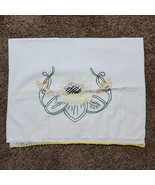 Vintage Pillow Case Cover Embroidery w/ Crochet Edge 26x17 Inch - $14.00