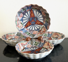 Vintage Set of 4 Japanese Imari Porcelain Multicolor 6&quot; Bowls with Rich Design - £384.88 GBP