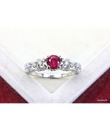 Ruby statement ring, brilliant cut, round engagement ring, silver weddin... - £27.54 GBP