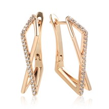 New Fashion Natural Zircon Hoop Earring for Woman 585 Rose Gold Color Si... - £9.88 GBP