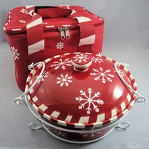 Temptations Red Snowflake 2 Qt Baker Wire Rack Thermal Insulated Carrier Tote - £37.11 GBP