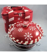 Temptations Red Snowflake 2 Qt Baker Wire Rack Thermal Insulated Carrier Tote - $47.04