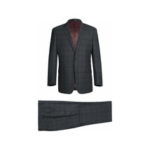 Men Renoir Suit Super 140 Wool Side Vent Classic Fit English Plaid 559-2 Gray image 2