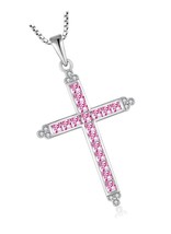 Cross Necklace 925 Sterling Silver 12 Birthstone - £114.95 GBP
