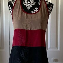 Sleeveless Colorblock Top Red Black Cream  M - €10,27 EUR