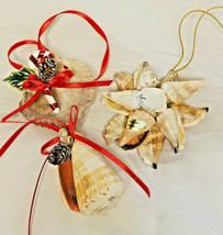 Set Of 3 Handmade Seashell Christmas Ornaments Sea Shell Beach Ornament - $9.88