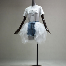 White Jean Tulle Skirt Outfit Petite Size Casual Wedding Photo Tulle Skirt image 2