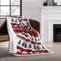 Eddie Bauer Ultra-Plush Collection Throw Blanket-Reversible, Grizzly Peak Red - £30.36 GBP