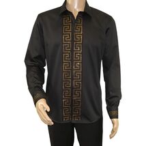 Men CEREMONIA Turkey Shirt 100% Cotton Fancy Rhine Stones #TSV 15 Black Slim Fit image 2