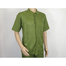 Men Silversilk 2pc walking leisure Matching Suit Italian woven knits 51016 Green image 4
