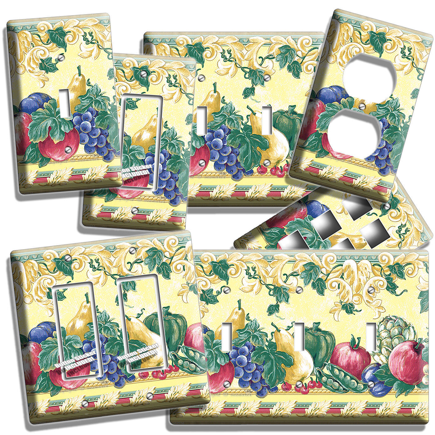 FRUITS and VEGETABLES VICTORIAN STYLE LIGHT SWITCH OUTLET PLATE KITCHEN ... - $8.99+