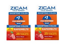 Zicam Cold Remedy Zinc Rapidmelts, Cherry, 25 tabs Pack of 2 Exp 2025 - $21.28
