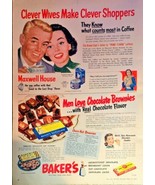 1953 Maxwell House Coffee-Baker&#39;s Dot Chocolate-Vintage Print Ad-Toronto... - $221.42 MXN