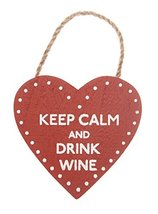 Keep Calm And Drink Wine 10cm Hanging Heart Wooden Plaque - £3.14 GBP