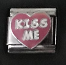 Kiss Me Heart Italian Charm Enamel Link 9MM K23 - £10.79 GBP
