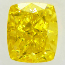 Cushion Shape Diamond Fancy Yellow Color Enhanced IGI Certified 0.44 Carat VVS2 - £402.13 GBP