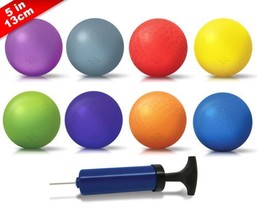 5 Inch Playground Balls Set of 8 Dodgeball Kickball Pump Included - £16.06 GBP