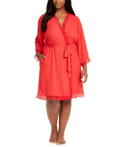 Womens Lace Trim Chiffon Wrap Robe Ski Patrol Red Plus Size 2X INC $59 -... - £14.15 GBP