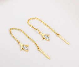 14K Gold Jolliness Diamond Chain Earrings | Sparkling Glamour for Every Occasion - £110.57 GBP