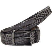 Men Genuine Leather Belt PIERO ROSSI Turkey Soft Crocodile print 1014 Gray image 2