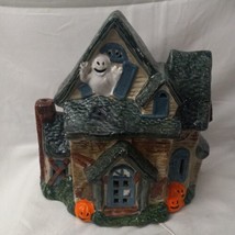 Vintage 1987 Brinn Ceramic Lighted Haunted House Halloween Ghost Pumpkin Spooky - £22.58 GBP