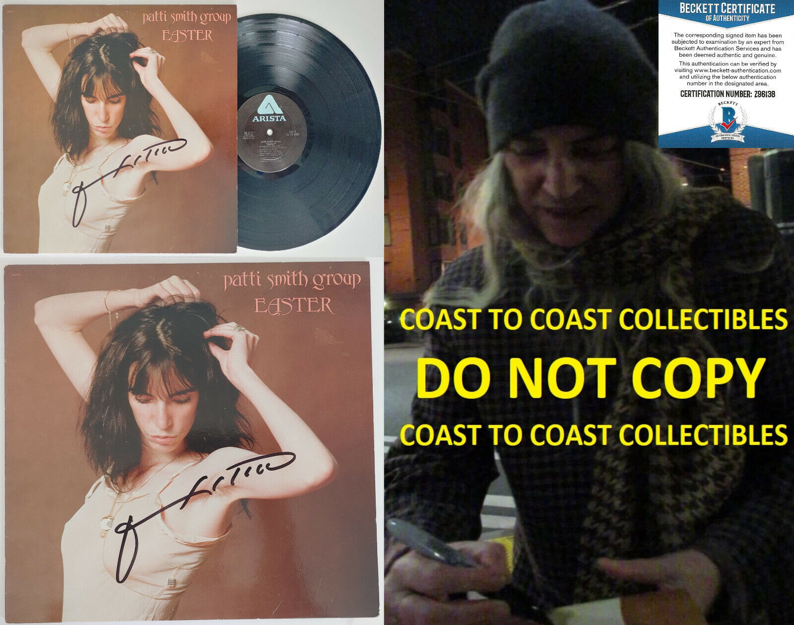 Primary image for Patti Smith autographed Easter album vinyl record exact proof Beckett COA