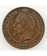 1864-B B France 10 Centime (XF) Extra Fine Condition - $51.09 CAD
