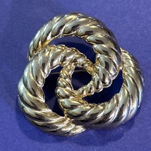 Swirl Brooch Yellow Gold Tone Pin Twist Rope Knot Loop - £11.17 GBP