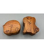 2 Pc Handcmade Wood Cat Dog Animal Puzzle Boxes Secret Compartment Trink... - $602.34 MXN