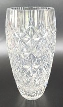 Vintage Crystal Cut Diamond Design Heavy Vase 9”Tall - £78.40 GBP