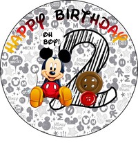 Cake Topper Image on sugar paper ( Mickey Mouse )  8 inches round. - £9.01 GBP