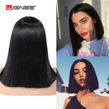 2 Tone Ombre Black Synthetic Wig for Women Middle Part Short Straight Ha... - $62.99