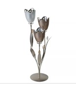 3-Light Frosted Glass and Metal Tulip Centerpiece, 19-Inch - £23.45 GBP