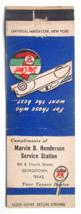 Marvin D. Henderson Service Station  Georgetown, Texas 20 Strike Matchbook Cover - £1.57 GBP