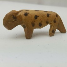 Hand Carved Wooden Leopard Spotted Cat Small Figurine Painted Wood 2 3/4... - £1.88 GBP