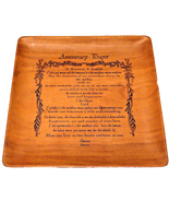 Hawaiian &amp; English Anniversary Prayer Monkey Pod Burnt Carved 12 In. Tra... - €10,48 EUR