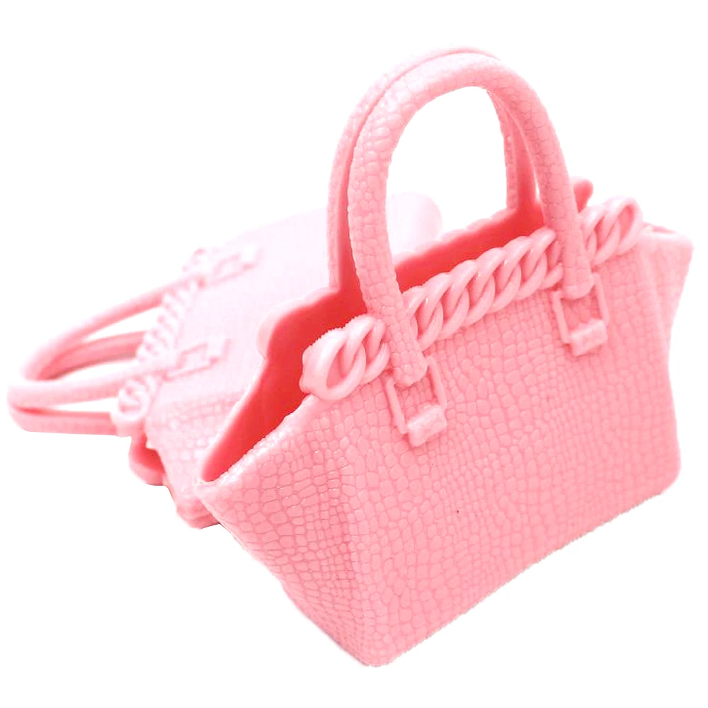 NK 2 Pcs/Set Pink Doll Fashion Handbag Lady Platics Bag 1/6 Shopping For Barbie - £6.35 GBP