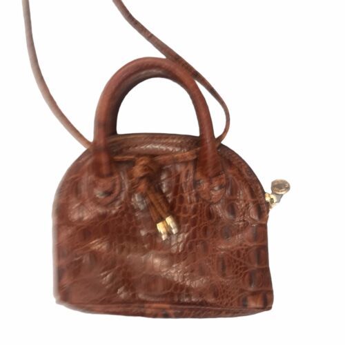 Vintage Aleda Firenze Italy  Textured Leather Mini Handbag Shoulder Bag ... - $49.77