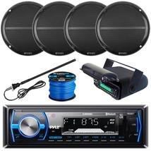 Pyle Bluetooth Usb Marine Radio, 6.5&quot; Speakers And Wire, Antenna, Radio ... - £213.04 GBP