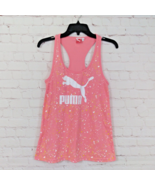 Puma Tank Top Womens Small Pink Paint Splatter Scoop Casual Gym Workout ... - $15.99