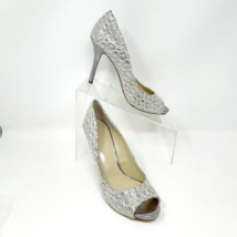 Enzo Angiolini Womens Silver Sparkle Textile Upper Stiletto Peep toe Pum... - $24.70