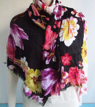 Collection Eighteen Scarf Wrap Shawl Roses Flowers and Stripes Viscose 6... - £14.84 GBP