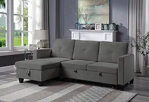 82.5&#39;&#39; L-Shape Convertible Sleeper Sectional Sofa With Storage Chaise An... - £666.23 GBP