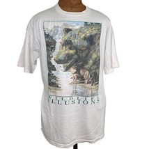 Vintage 90’s 1993 Wildlife Illusions Wolf Nature Tee Art Graphic T-shirt... - $25.24