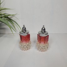 Diamond Point Salt Pepper Shakers Ruby Flashing Vintage Indiana Glass - $24.00