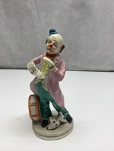 Circus Clown Ceramic Figurine KG Drum Dog Blue Hat - $184.50 MXN