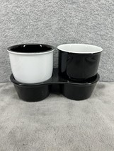 3 Piece Ikea Orrlot Vanity Ceramic Cup Set Black &amp; White Without Box 12289 - $19.98