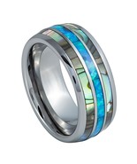 Domed Ring with Opal and Mother of Pearl Inlay  8mm Tungsten Ring Band W... - $68.24 CAD